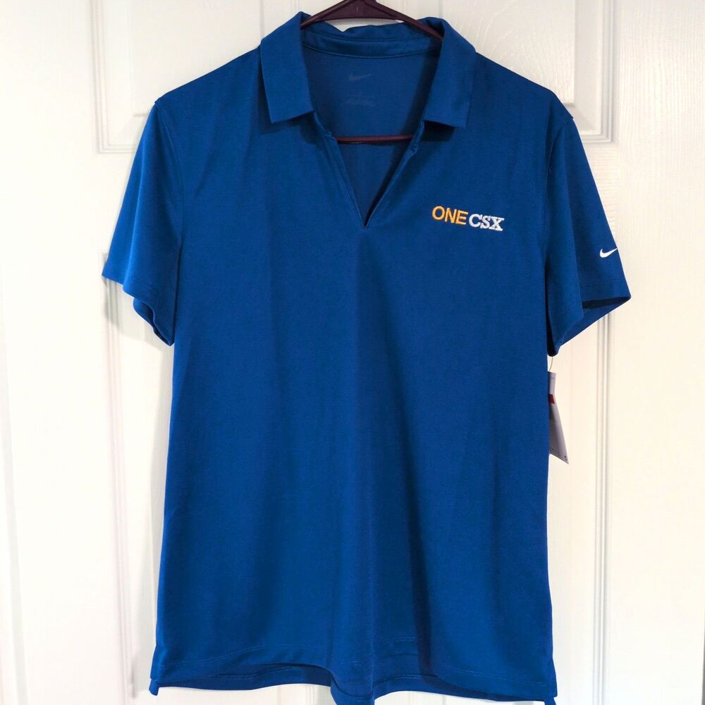 Nike Dri-FIT Women’s Golf Polo Shirt Blue L Breathable Embroidered ONE CSX